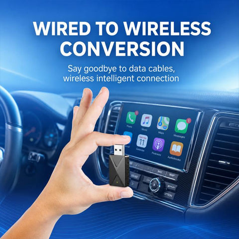2 in 1 Car mini Smart Box Wired to Wireless 5.8GHz+2.4GHz Android Auto CarPlay Adapter, ZYD-TAB0F