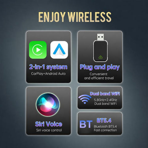 2 in 1 Car mini Smart Box BT5.4+WiFi Wireless Android Auto CarPlay Adapter, ZYD-TAB0E