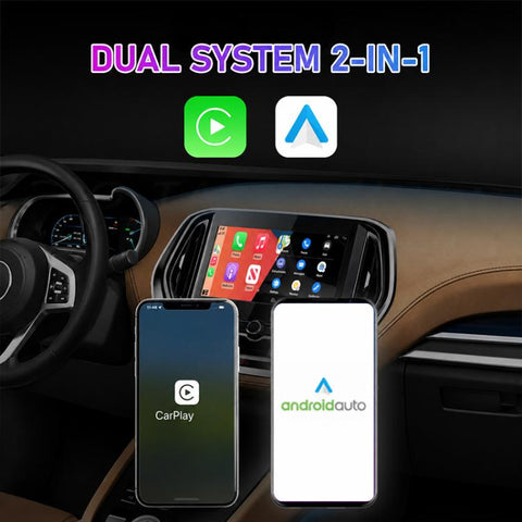 2 in 1 Car mini Smart Box 5.8GHz+2.4GHz Wireless Android Auto CarPlay Adapter, ZYD-TAB0A