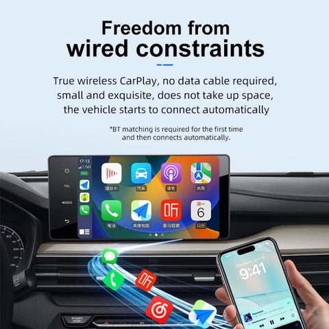 2 in 1 Car mini Smart Box Wired to Wireless BT5.4+5.8GHz Android Auto CarPlay Adapter, ZYD-B22P