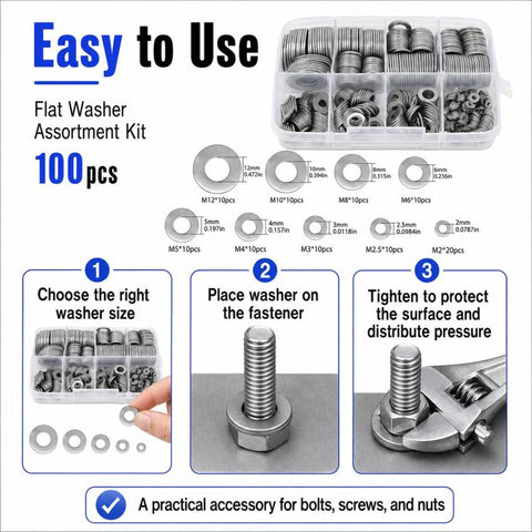 M2 - M12 Flat Washer Insulating Round Spacers, 100pcs, 600pcs