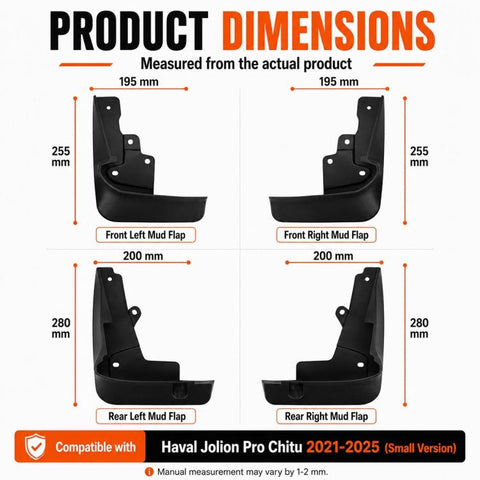 4pcs/Set Car Wheel Splash Flaps Fender Guard, For GreatWall Haval Jolion Pro 2021-2025