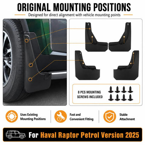 4pcs/Set Car Wheel Splash Flaps Fender Guard, For GreatWall Haval Menglong Petrol 2025