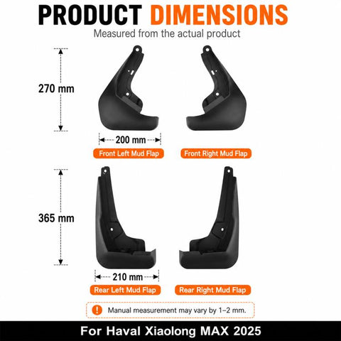 4pcs/Set Car Wheel Splash Flaps Fender Guard, For GreatWall Haval Xiaolong MAX 2025