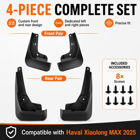 4pcs/Set Car Wheel Splash Flaps Fender Guard, For GreatWall Haval Xiaolong MAX 2025