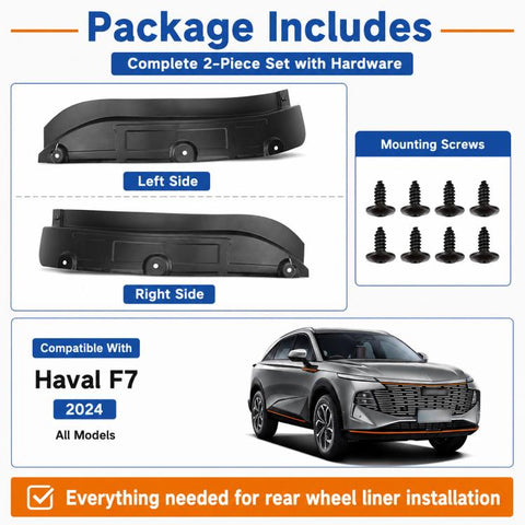 2pcs/Set Car Rear Wheel Splash Flaps Fender Guard, For GreatWall Haval F7 2024 2pcs/Set