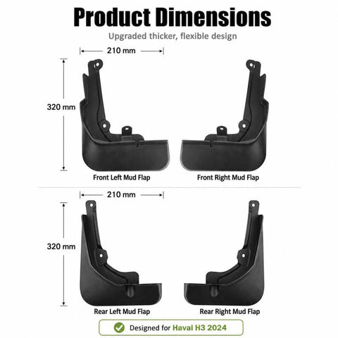4pcs/Set Car Wheel Splash Flaps Fender Guard, For GreatWall Haval H3 2024