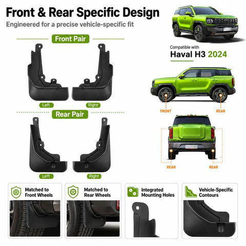 4pcs/Set Car Wheel Splash Flaps Fender Guard, For GreatWall Haval H3 2024