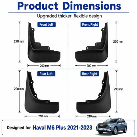 4pcs/Set Car Wheel Splash Flaps Fender Guard, For GreatWall Haval M6 Plus 2021-2023