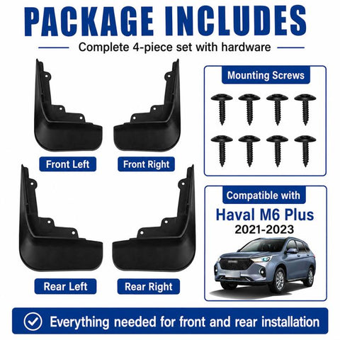 4pcs/Set Car Wheel Splash Flaps Fender Guard, For GreatWall Haval M6 Plus 2021-2023