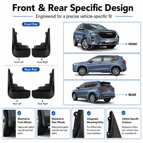 4pcs/Set Car Wheel Splash Flaps Fender Guard, For GreatWall Haval M6 Plus 2021-2023