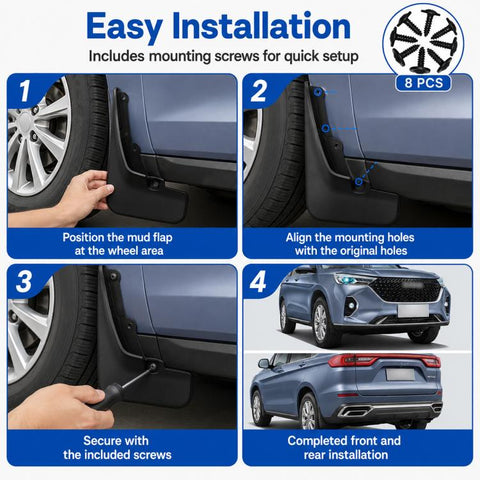 4pcs/Set Car Wheel Splash Flaps Fender Guard, For GreatWall Haval M6 Plus 2021-2023