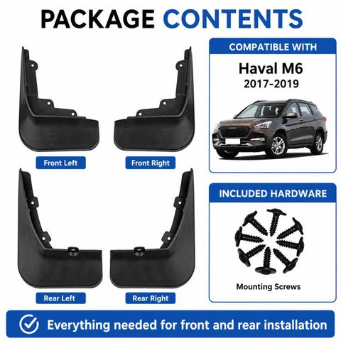 4pcs/Set Car Wheel Splash Flaps Fender Guard, For GreatWall Haval M6 2017-2019