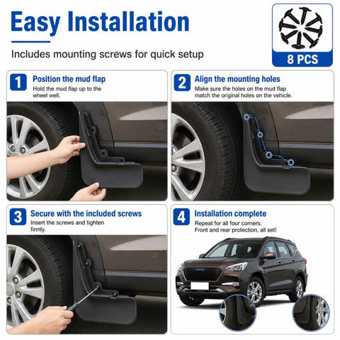 4pcs/Set Car Wheel Splash Flaps Fender Guard, For GreatWall Haval M6 2017-2019
