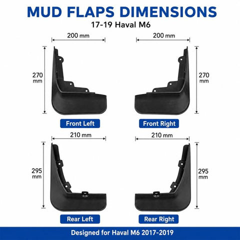 4pcs/Set Car Wheel Splash Flaps Fender Guard, For GreatWall Haval M6 2017-2019