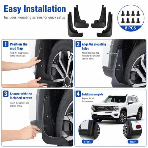 4pcs/Set Car Wheel Splash Flaps Fender Guard, For GreatWall Haval H7 2023-2025