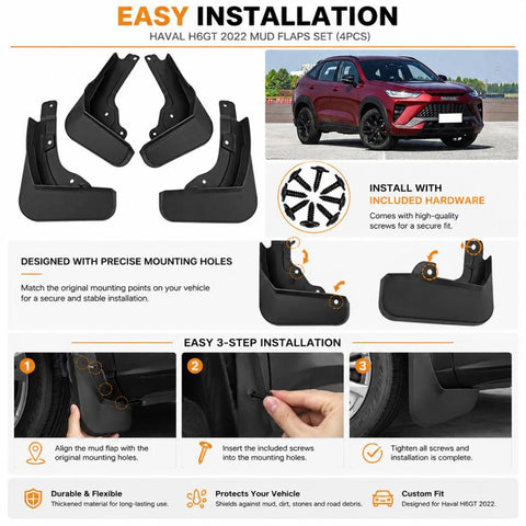 4pcs/Set Car Wheel Splash Flaps Fender Guard, For GreatWall Haval H6 GT 2022