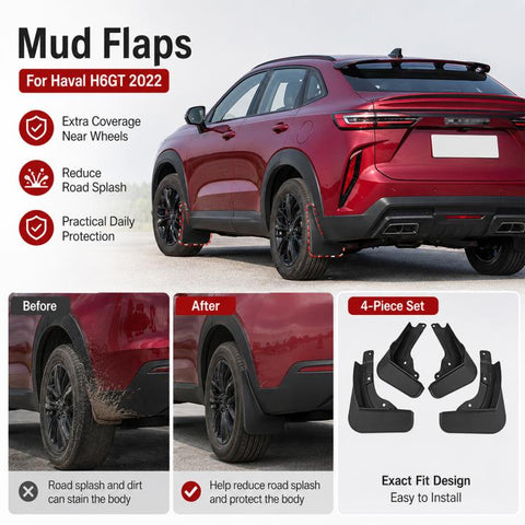 4pcs/Set Car Wheel Splash Flaps Fender Guard, For GreatWall Haval H6 GT 2022