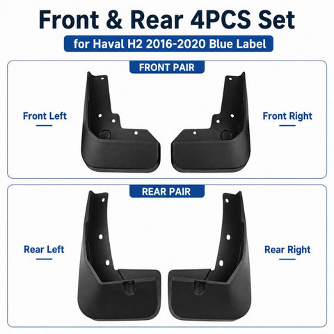 4pcs/Set Car Wheel Splash Flaps Fender Guard, For GreatWall Haval H2 2016-2020
