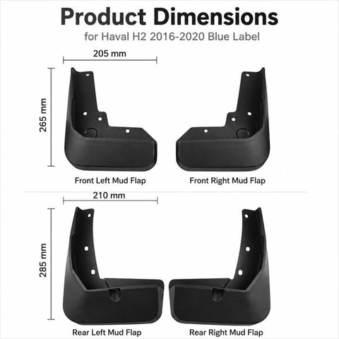 4pcs/Set Car Wheel Splash Flaps Fender Guard, For GreatWall Haval H2 2016-2020