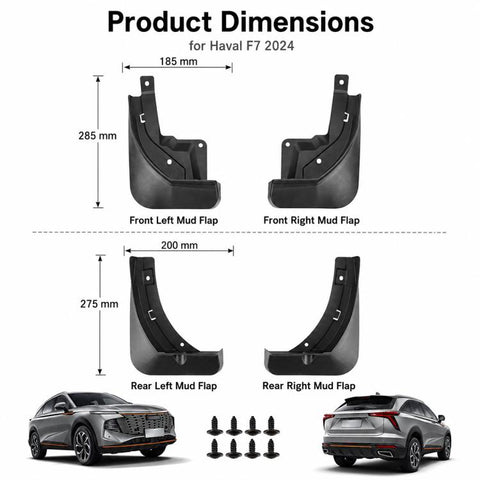 4pcs/Set Car Wheel Splash Flaps Fender Guard, For GreatWall Haval F7 2024