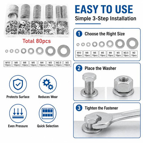 Flat Washer Insulating Round Spacers Suitable for Home use, 80 pcs, 180 pcs, 360 pcs