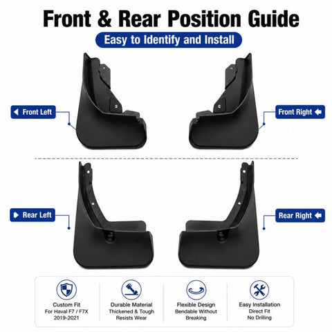 4pcs/Set Car Wheel Splash Flaps Fender Guard, For GreatWall Haval F7 / F7X 2019-2021