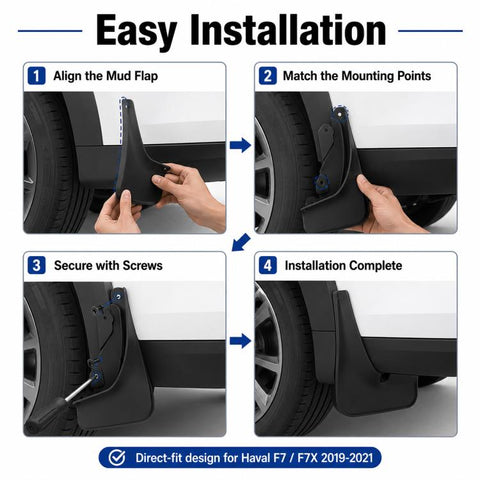 4pcs/Set Car Wheel Splash Flaps Fender Guard, For GreatWall Haval F7 / F7X 2019-2021
