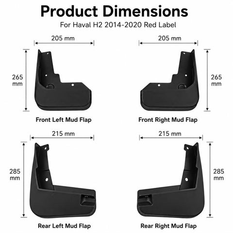 4pcs/Set Car Wheel Splash Flaps Fender Guard, For GreatWall Haval H2 2014-2020
