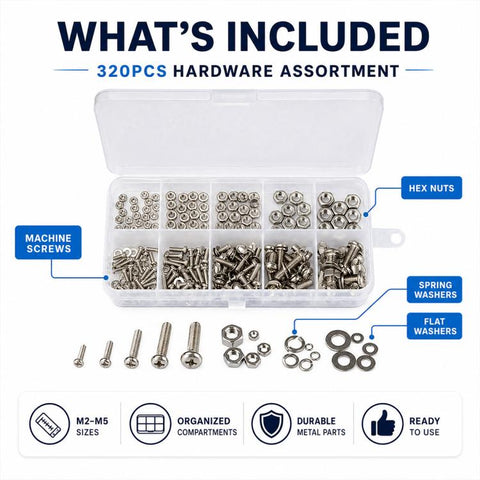 Hexagonal Nuts and Bolts 320PCS / Set, M2-M5 320PCS