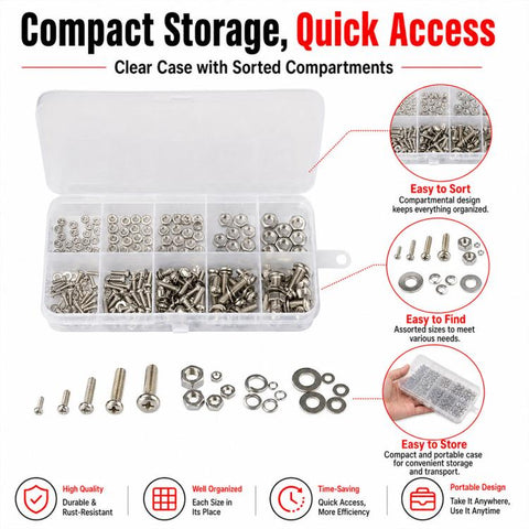 Hexagonal Nuts and Bolts 320PCS / Set, M2-M5 320PCS