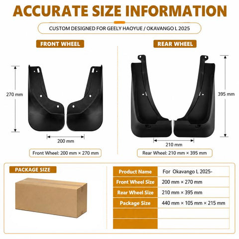 4pcs/Set Car Wheel Splash Flaps Fender Guard, For Geely Haoyue L 2025