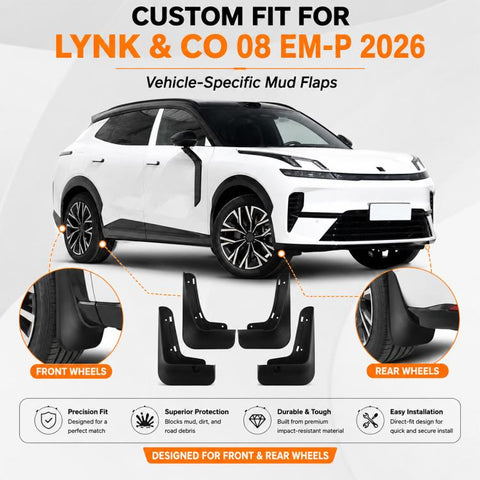 4pcs/Set Car Wheel Splash Flaps Fender Guard, For Geely LYNK & CO 08 EM-P 2026