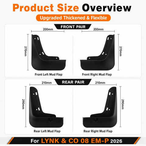 4pcs/Set Car Wheel Splash Flaps Fender Guard, For Geely LYNK & CO 08 EM-P 2026