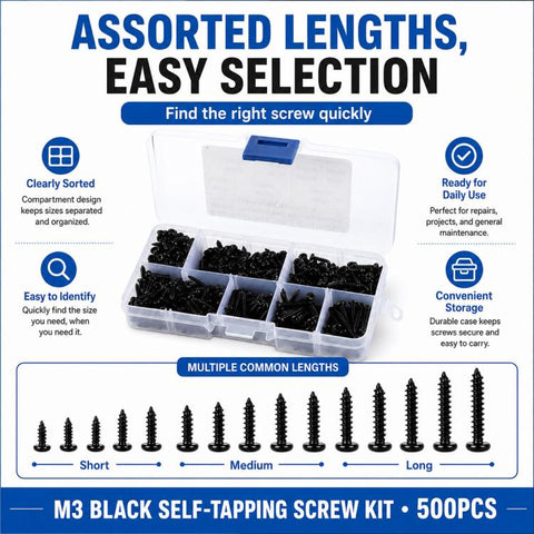 M3 Pan-head Phillips Self-tapping Screw 500 PCS /  Set, M3 500 PCS / Set