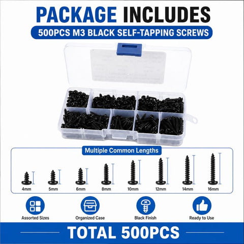 M3 Pan-head Phillips Self-tapping Screw 500 PCS /  Set, M3 500 PCS / Set