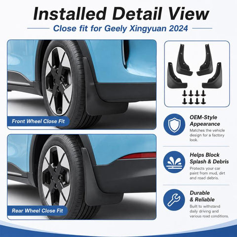 4pcs/Set Car Wheel Splash Flaps Fender Guard, For Geely Xingyuan 2024