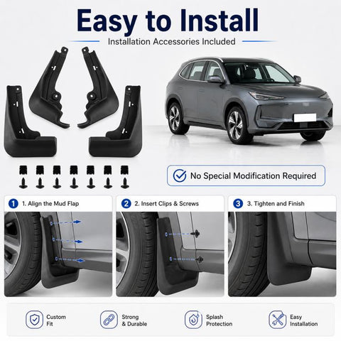 4pcs/Set Car Wheel Splash Flaps Fender Guard, For Geely Galaxy E5 2024
