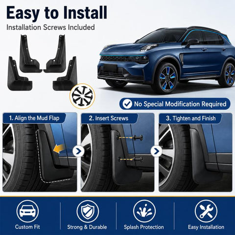 4pcs/Set Car Wheel Splash Flaps Fender Guard, For Geely LYNK & CO 01 2021-2023