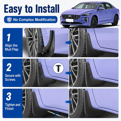 4pcs/Set Car Wheel Splash Flaps Fender Guard, For Geely Preface L 2024