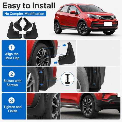 4pcs/Set Car Wheel Splash Flaps Fender Guard, For Geely GX3 2019-2020