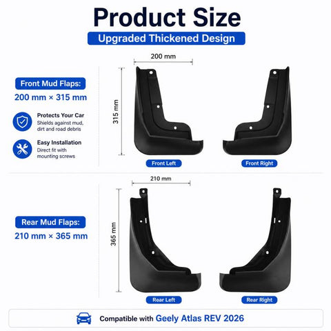 4pcs/Set Car Wheel Splash Flaps Fender Guard, For Geely Boyue REV 2026