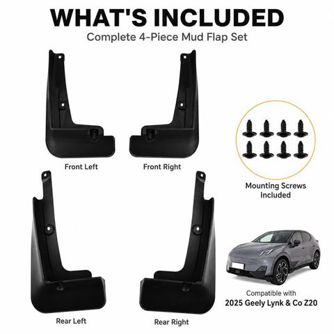 4pcs/Set Car Wheel Splash Flaps Fender Guard, For Geely LYNK & CO Z20 2025
