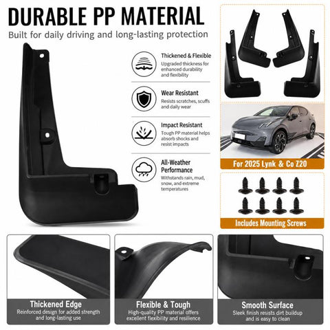 4pcs/Set Car Wheel Splash Flaps Fender Guard, For Geely LYNK & CO Z20 2025