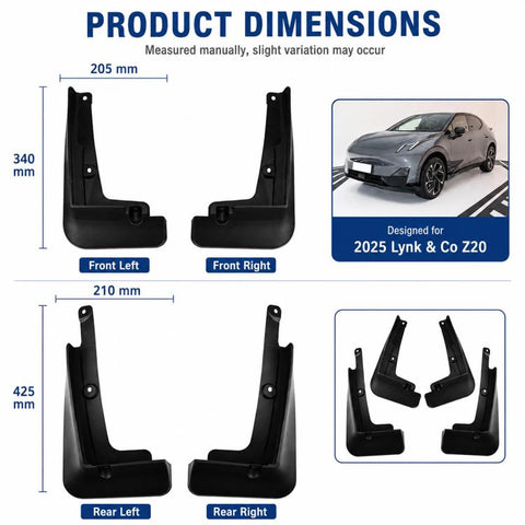 4pcs/Set Car Wheel Splash Flaps Fender Guard, For Geely LYNK & CO Z20 2025