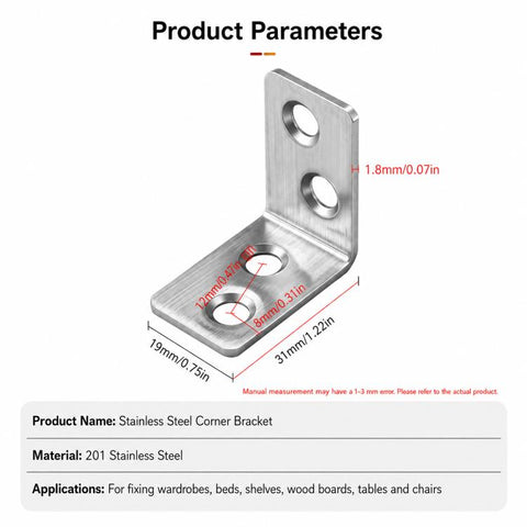 201 Stainless Steel L-shaped Right Angle Fixing Bracket, 201 Stainless Steel L-shaped