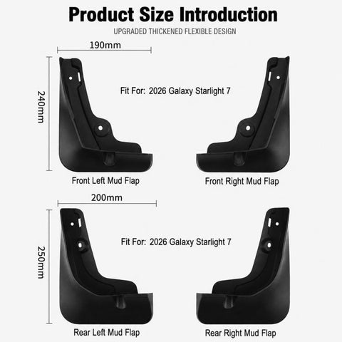 4pcs/Set Car Wheel Splash Flaps Fender Guard, For Geely Galaxy Starlight 7 2026