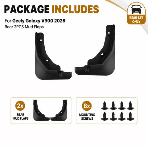 2pcs/Set Car Rear Wheel Splash Flaps Fender Guard, For Geely Galaxy V900 2026