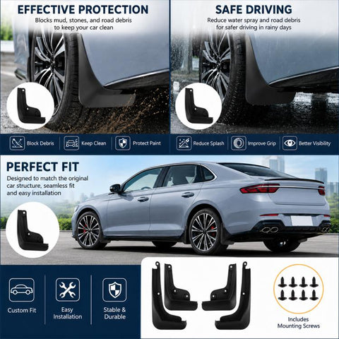 4pcs/Set Car Wheel Splash Flaps Fender Guard, For Geely Preface 2026