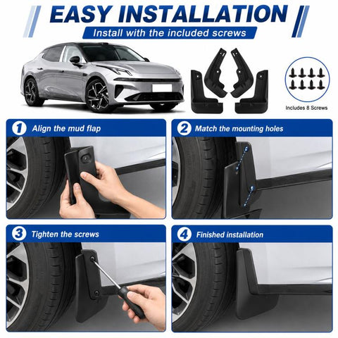 4pcs/Set Car Wheel Splash Flaps Fender Guard, For Geely LYNK & CO 07 EM-P 2026